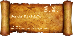 Benda Miklós névjegykártya