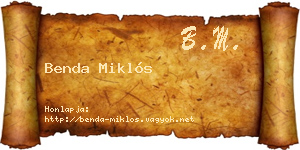 Benda Miklós névjegykártya